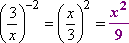 (3/x)^(−2) = (x/3)^2 = x^2 / 9