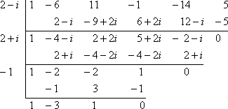 top row is −1 | 1 −2 −2 1; middle row is |__−1__3__−1_; bottom row is 1 −3 1 0