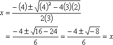 x = [-4+/-sqrt(-8)]/6