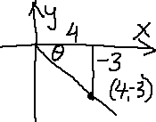 triangle labelled with base 4 and height -3